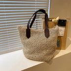 Summer Beach Bags For Women Handmade Rattan Woven Shoulder Bags Large Capacity Straw Bag Bohemian Casual Travel Handbag Totes by Hegichi