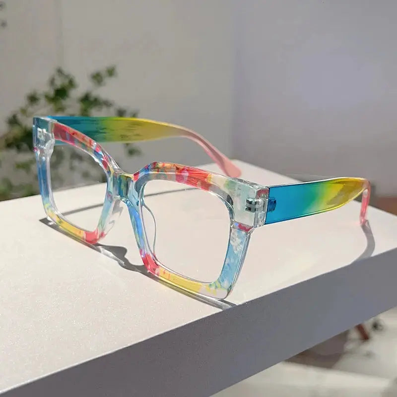 KAMMPT Fashion Colorful Stripe Oversize Glasses Stylish Brand Design Eyewear Personalized Square Decor Chic Frame for Women's by Adornity