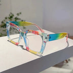 KAMMPT Fashion Colorful Stripe Oversize Glasses Stylish Brand Design Eyewear Personalized Square Decor Chic Frame for Women's by Adornity