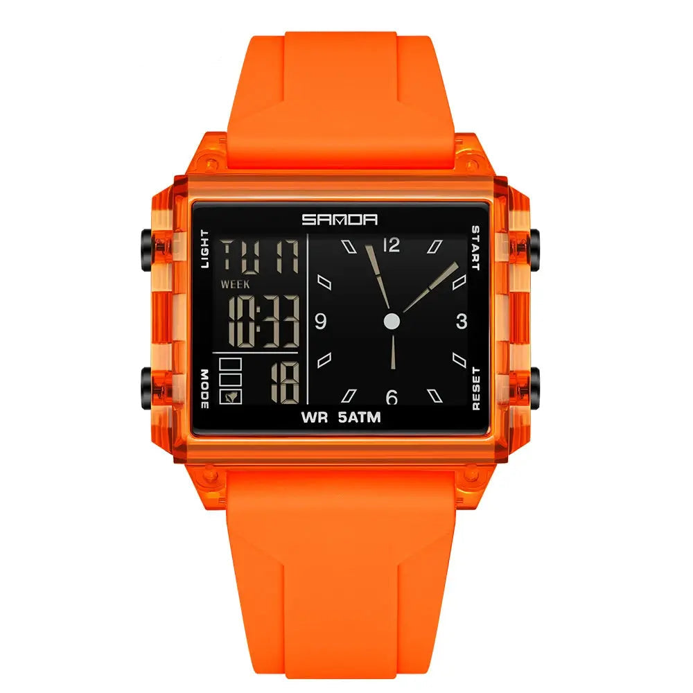 SANDA Luxury Brand Digital Watch for Men Women Square Dial Sport Waterproof Watches Man LED Pointer Display Relogios Masculino by Adornity