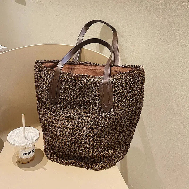 Summer Beach Bags For Women Handmade Rattan Woven Shoulder Bags Large Capacity Straw Bag Bohemian Casual Travel Handbag Totes by Hegichi