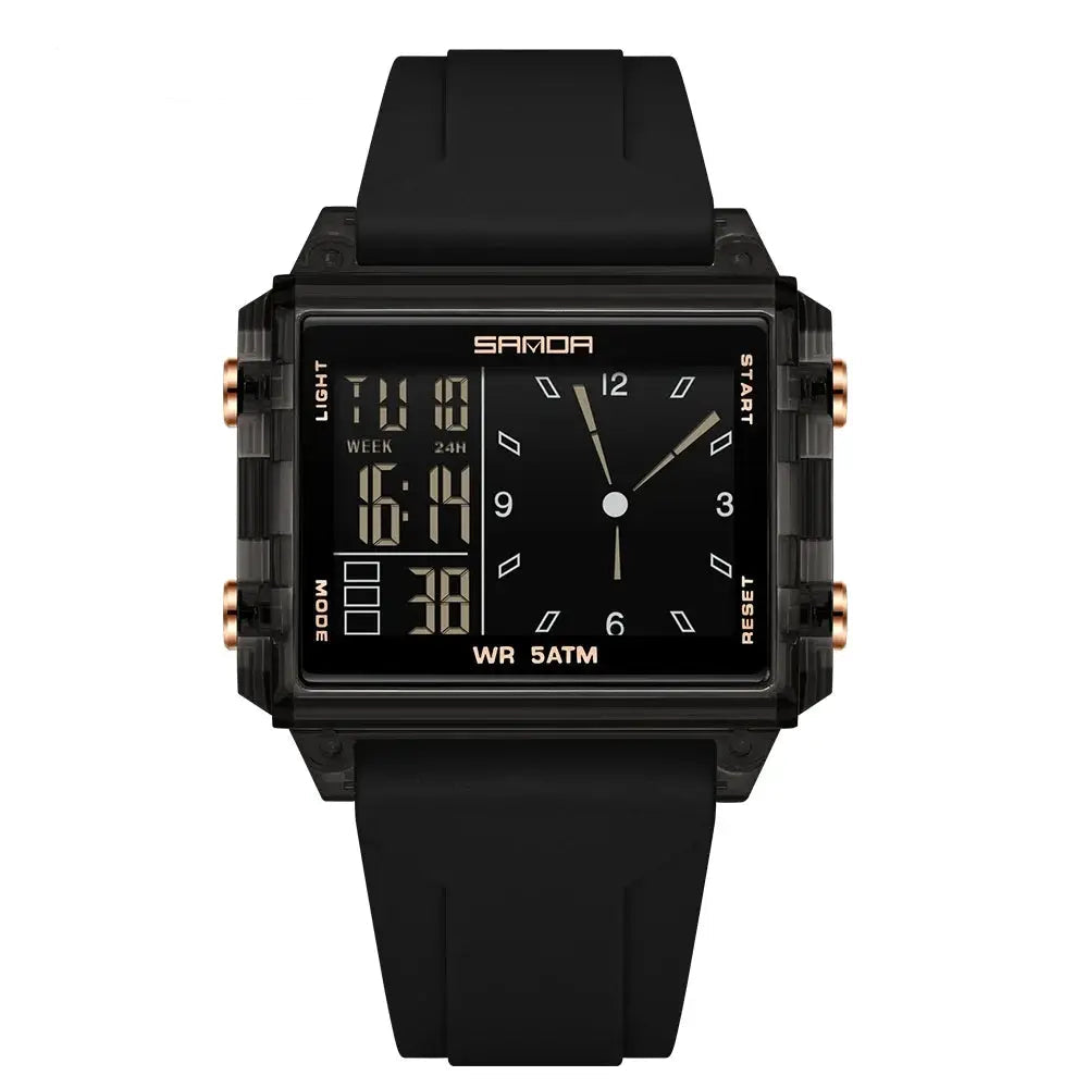 SANDA Luxury Brand Digital Watch for Men Women Square Dial Sport Waterproof Watches Man LED Pointer Display Relogios Masculino by Adornity
