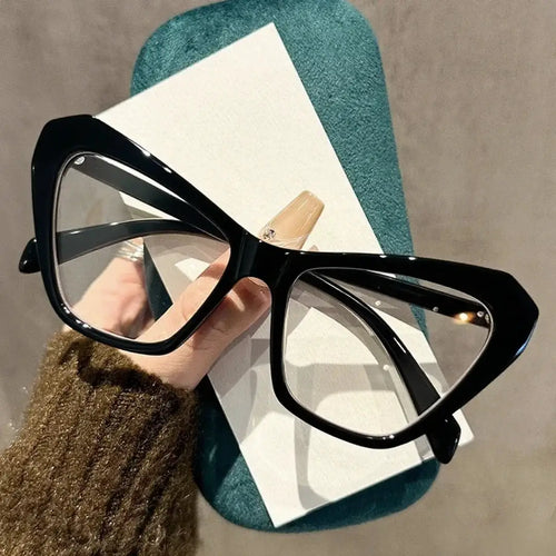 Oversized Cat Eye Glasses – Two-Tone Blue Light by Adornity