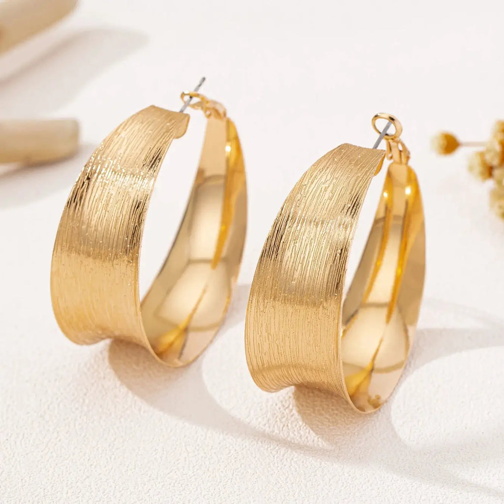 A Pair of Women's Earrings, Simple and Stylish with Brushed Finish, Suitable for Daily Wear and Vacation Wear by Hegichi
