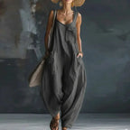 Elegant Square Collar Hollow Women's Jumpsuits 2026 Spring Solid Sleeveless Office Rompers Summer Baggy Trousers Pocket Overalls by Adornity