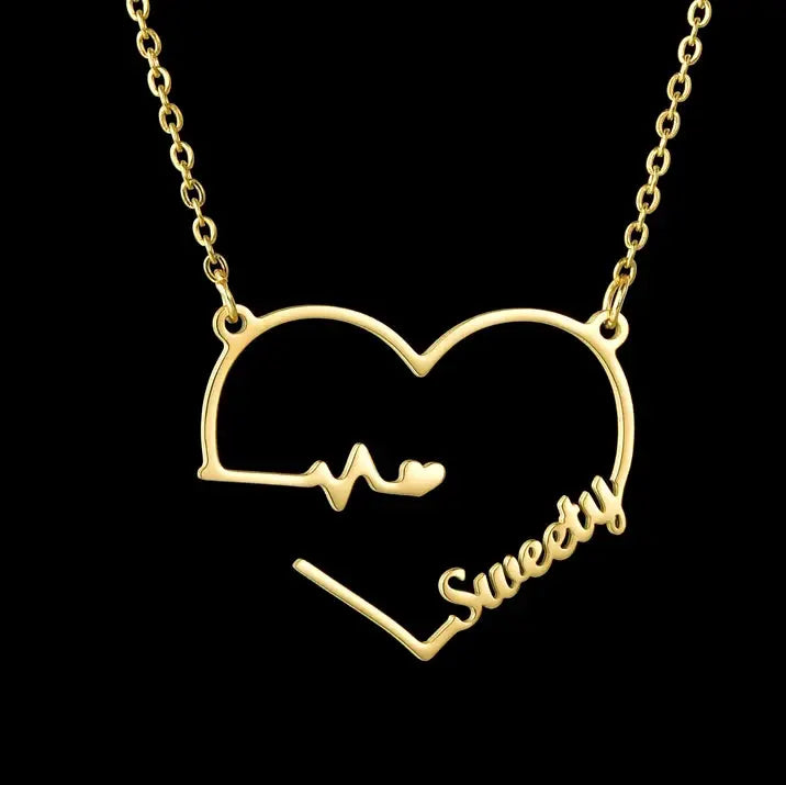 Atoztide Personalized Custom Rose Heart Name Necklaces for Women Stainless Steel Pendant Choker Link Chain Birthday Jewelry Gift by Hegichi