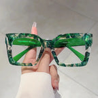 KAMMPT Fashion Colorful Stripe Oversize Glasses Stylish Brand Design Eyewear Personalized Square Decor Chic Frame for Women's by Adornity