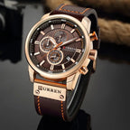 CURREN 8291 Mens Quartz Chronograph Watch Casual Leather Military Sport Fashion Gentleman Wristwatch by Adornity