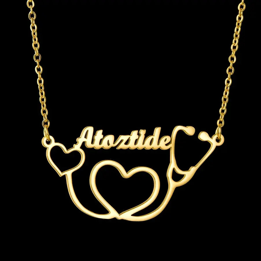 Atoztide Personalized Custom Rose Heart Name Necklaces for Women Stainless Steel Pendant Choker Link Chain Birthday Jewelry Gift by Hegichi