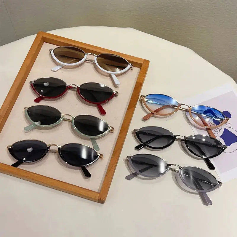 KAMMPT Oval Vintage Sunglasses Women Stylish Gradient Multi-color Casual Decor Shades 2025 New Trendy Brand Design Sun Glasses by Hegichi