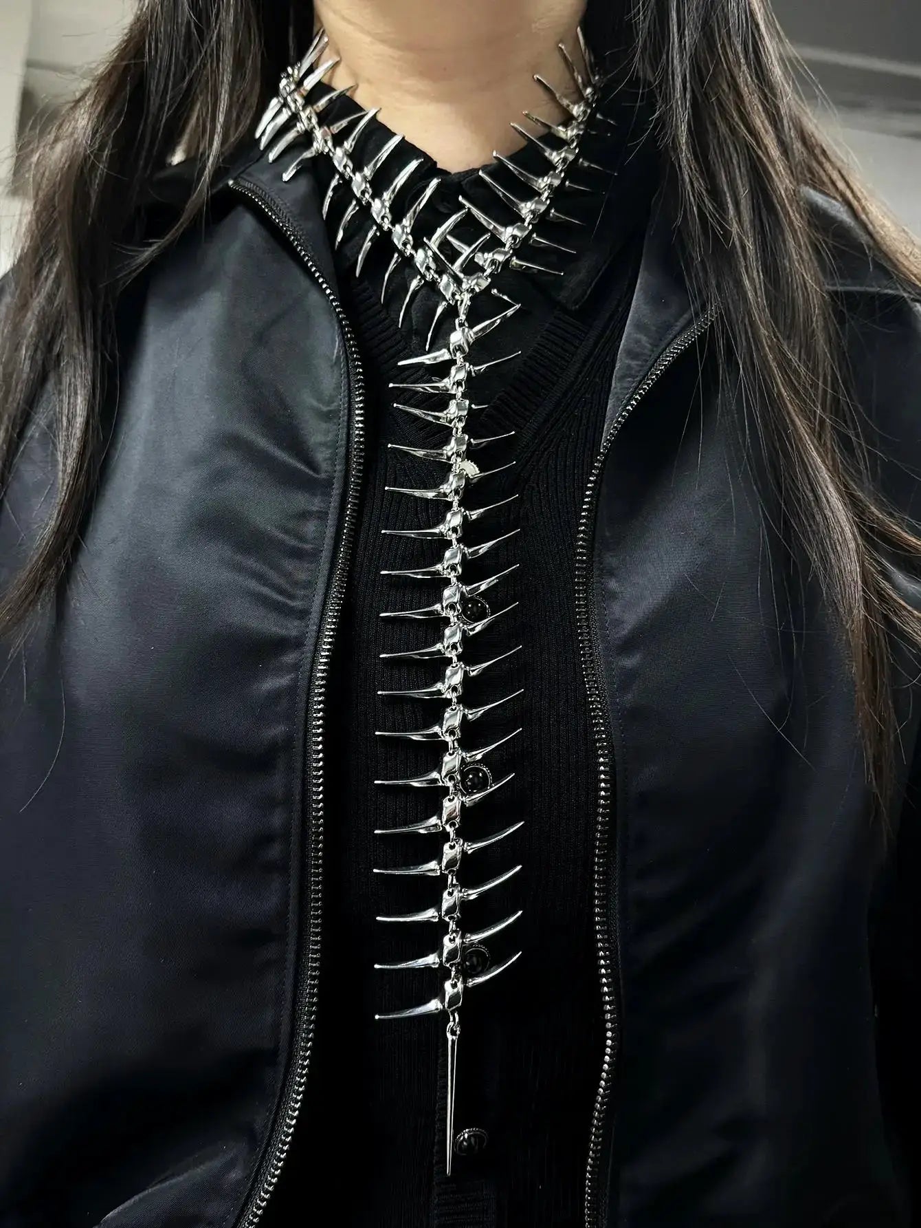 Edgy Niche Hip-Hop Thorn Skeleton Alloy Women's Necklace Perfect for Holiday Parties Everyday Wear Street Style Outfits NEW by Adornity