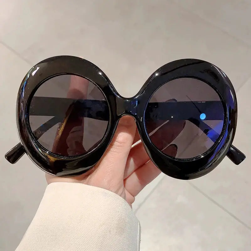 KAMMPT Oversized Round Sun Glasses 2024 Women Fashion Vintage Gradient Outdoor Shades Ins Trendy Brand Design Black Sunglasses by Hegichi