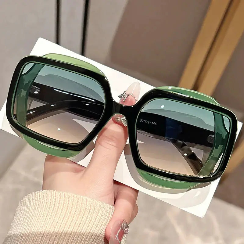 Geometric Square Sunglasses – Color Block UV400 by Adornity