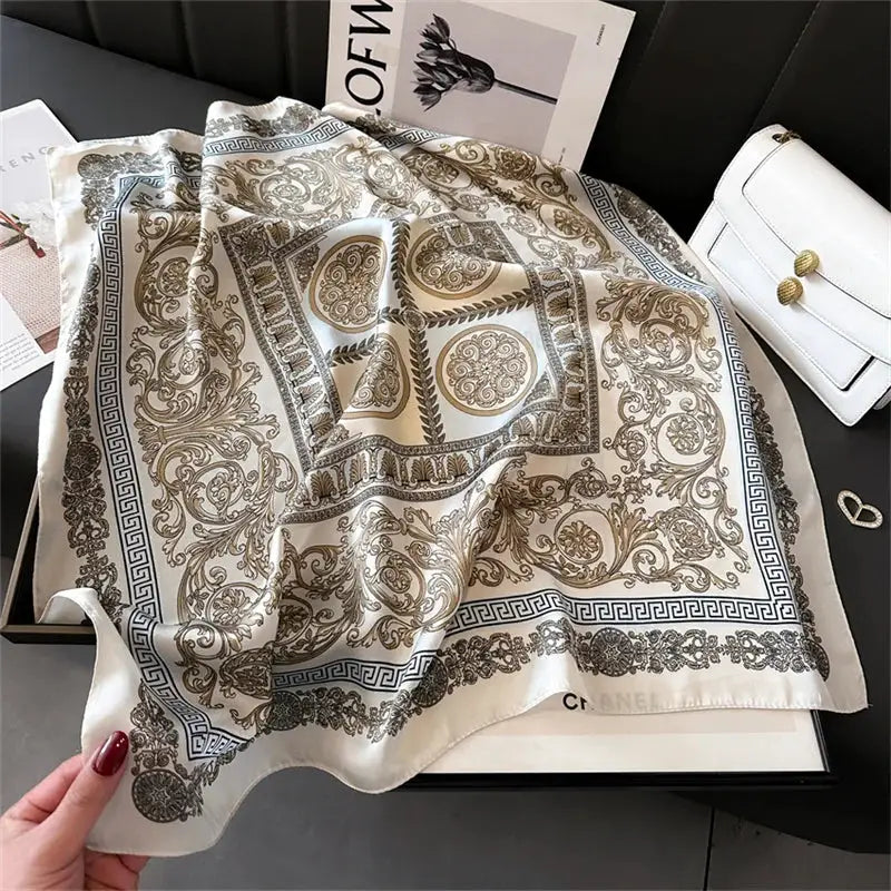 Silk Plaid Scarf – Timeless 70x70 Wrap by Adornity