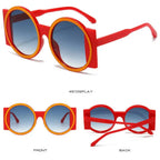 Fashion Oversized Round Sunglasses Women Contrast Color Shades UV400 Retro Unique Men Trending Gradient Cycling Sun Glasses by Hegichi
