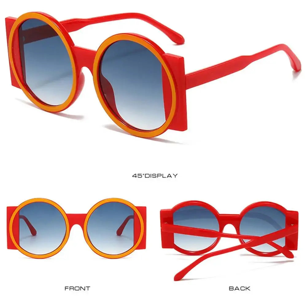 Fashion Oversized Round Sunglasses Women Contrast Color Shades UV400 Retro Unique Men Trending Gradient Cycling Sun Glasses by Hegichi
