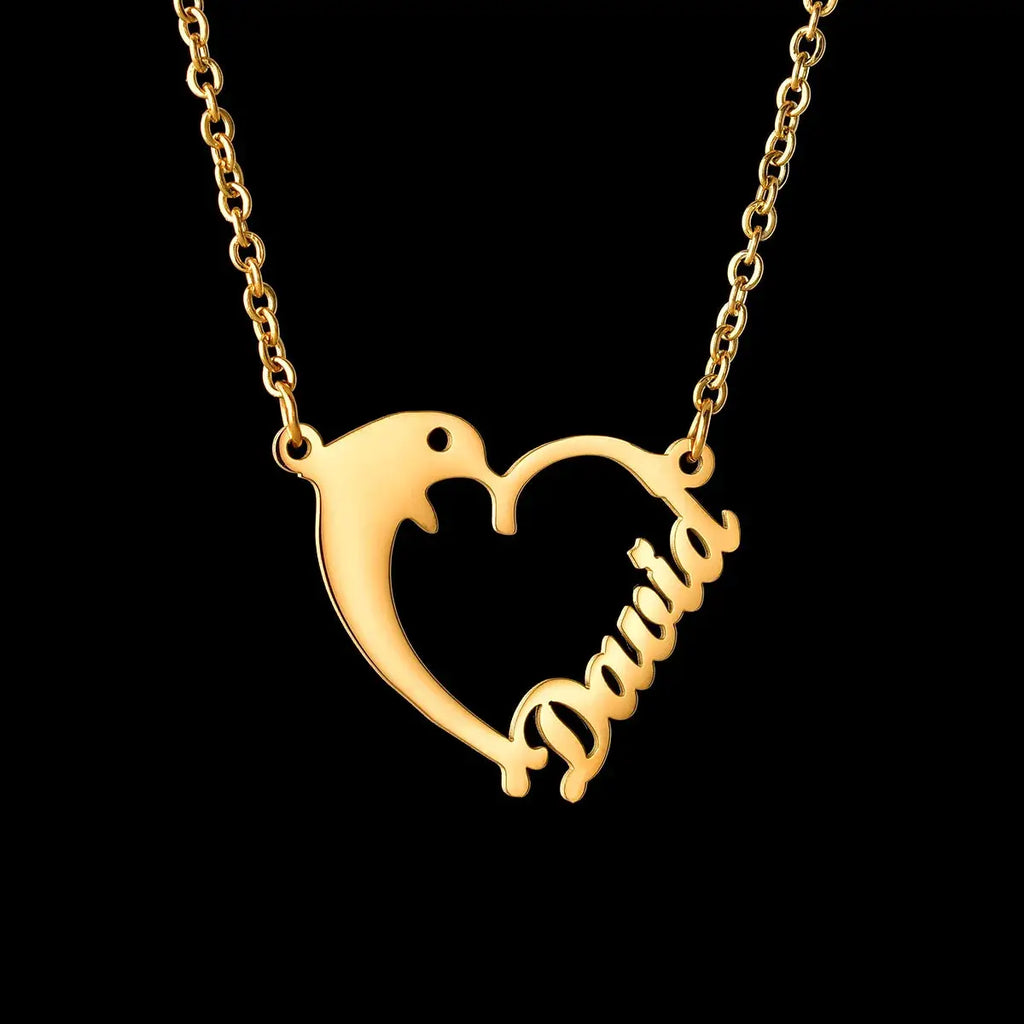 Atoztide Personalized Custom Rose Heart Name Necklaces for Women Stainless Steel Pendant Choker Link Chain Birthday Jewelry Gift by Hegichi