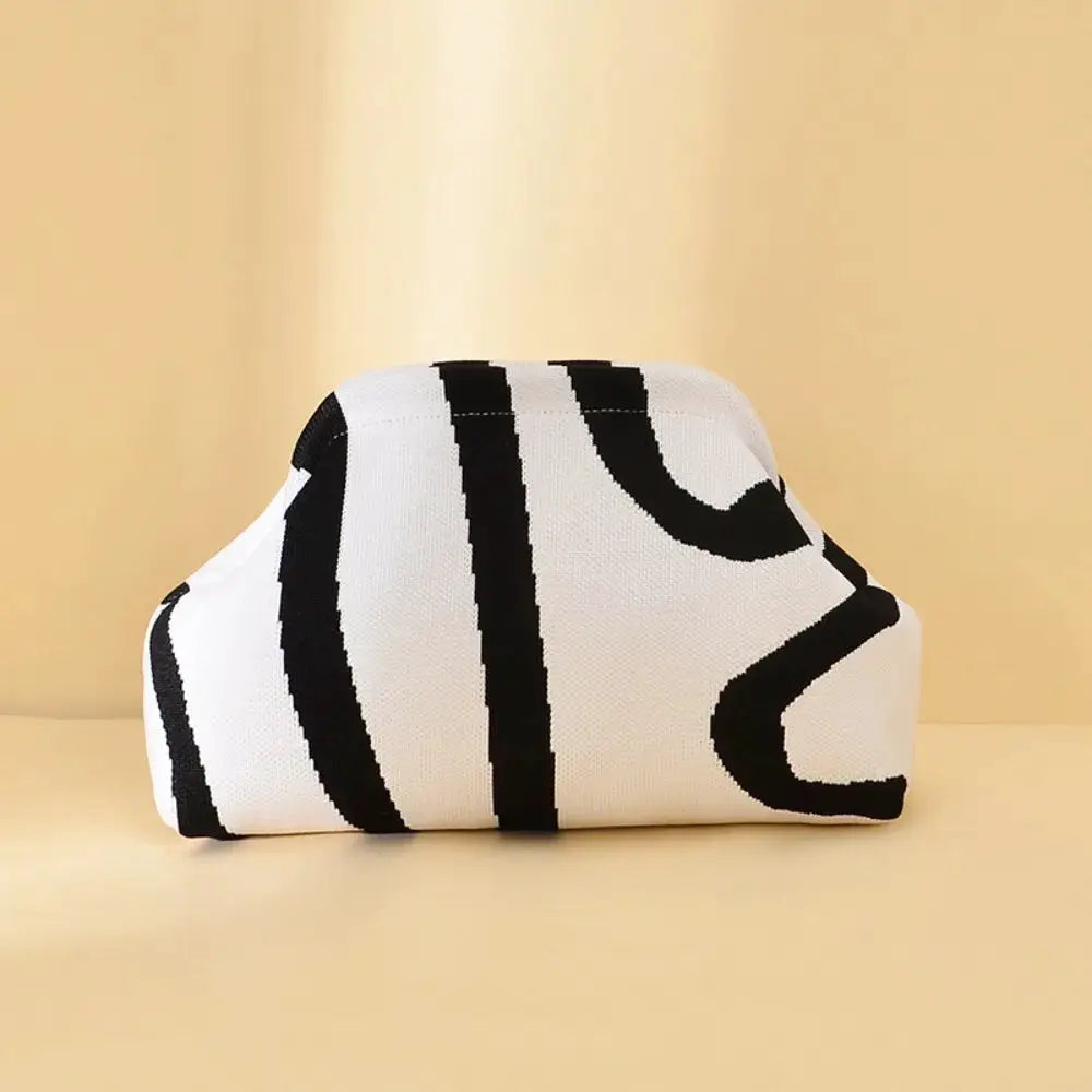 Beach bag irregular stripe knit bag women's fashion commuting versatile stripe bag makeup bag woven clutch bag by Hegichi