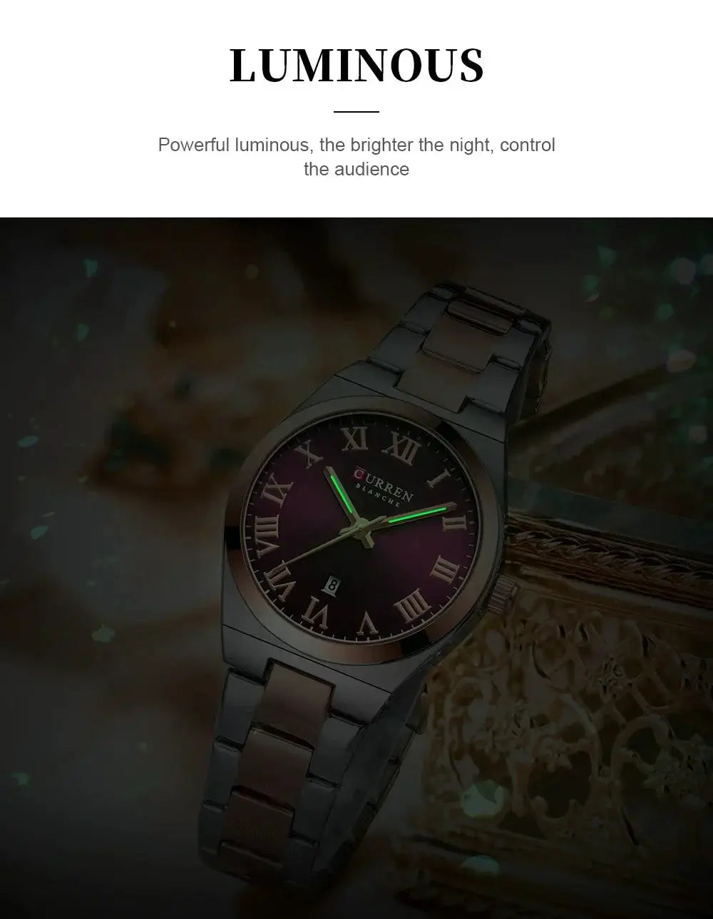 Women Stainless Steel Watch - Waterproof Analog Bracelet With Date Display by Adornity