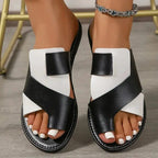 Ladies' flat sandals, color blocked toe sandals, casual summer outdoor sandals by Hegichi