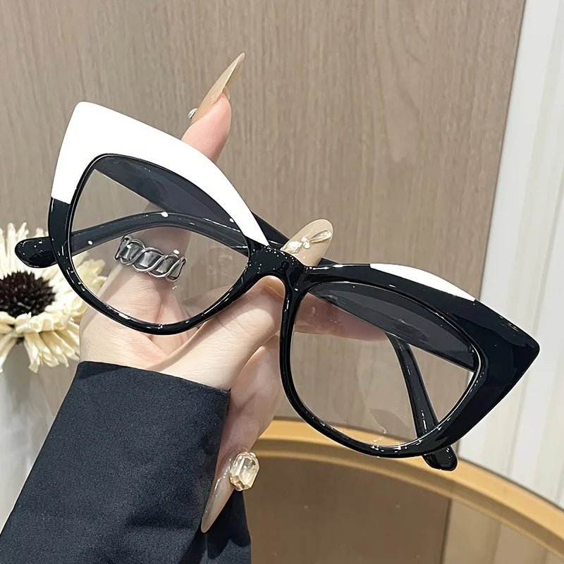 Cat Eye Glasses - Retro Style Color Block Glasses with Blue Light Blocking by Adornity