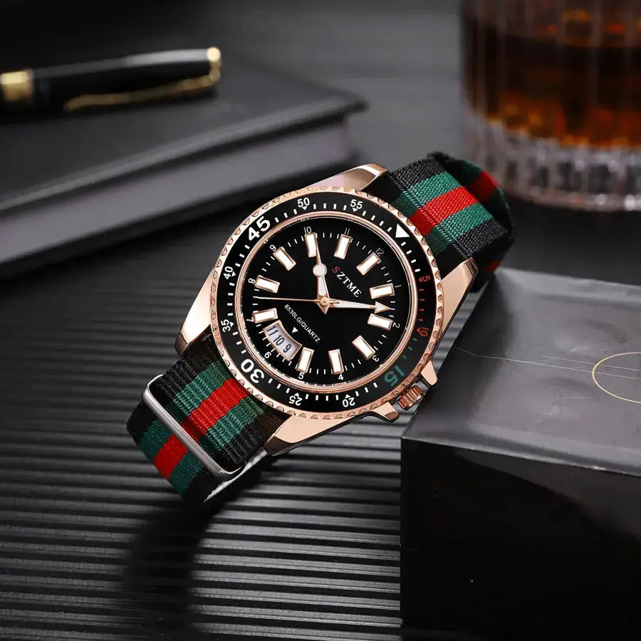 New fashionable men's nylon strap calendar watch, luxurious and simple business men's and women's night light quartz watch by Adornity