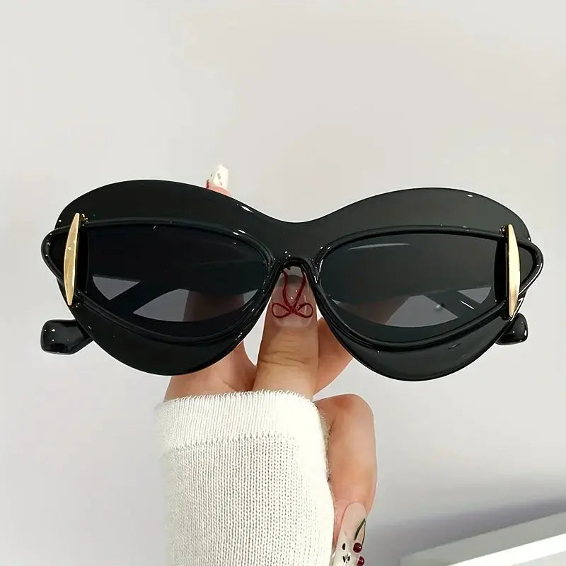 1 Set oval cat eye gradient for women Men fashion flat lens for women casual party party daily wear glasses by Hegichi