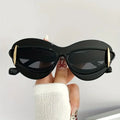 1 Set oval cat eye gradient for women Men fashion flat lens for women casual party party daily wear glasses by Hegichi