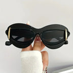1 Set oval cat eye gradient for women Men fashion flat lens for women casual party party daily wear glasses by Hegichi