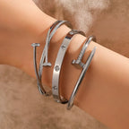 Elegant Nail Stainless Steel Stacked Bracelets for Women Luxurious Fashionable Jewelry for Parties Banquets by Hegichi