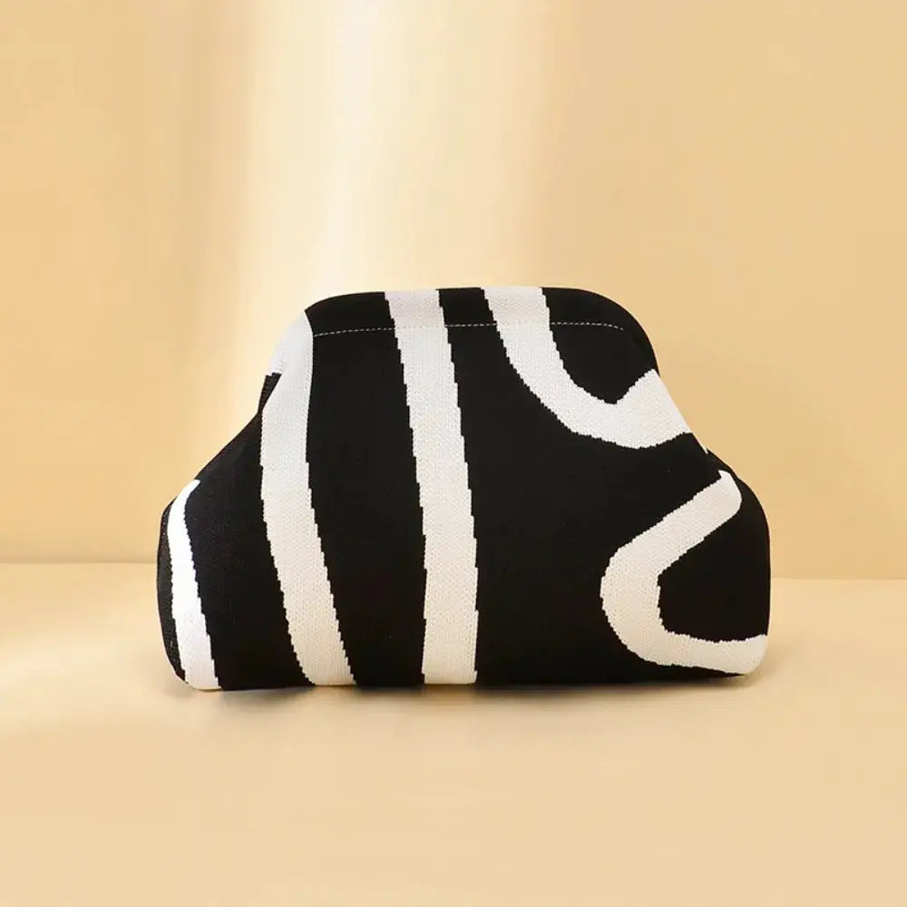 Beach bag irregular stripe knit bag women's fashion commuting versatile stripe bag makeup bag woven clutch bag by Hegichi