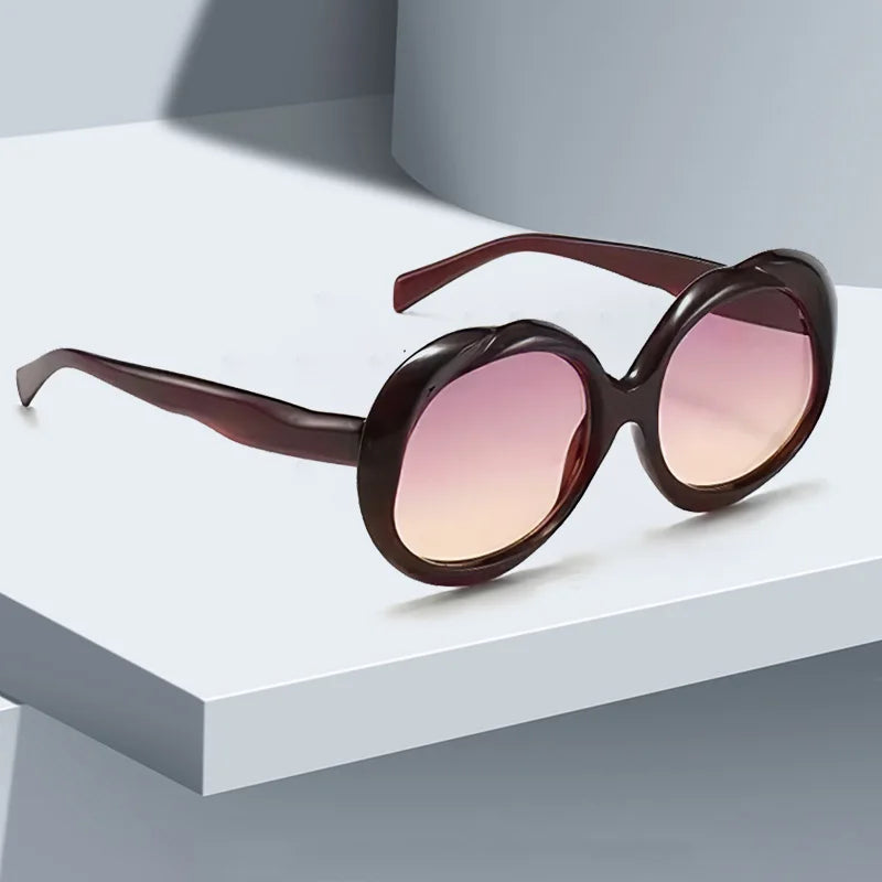 Retro Oval Sunglasses - Metal Frame Women Fashion Shades With UV400 Protection by Adornity