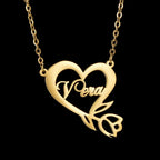 Atoztide Personalized Custom Rose Heart Name Necklaces for Women Stainless Steel Pendant Choker Link Chain Birthday Jewelry Gift by Hegichi