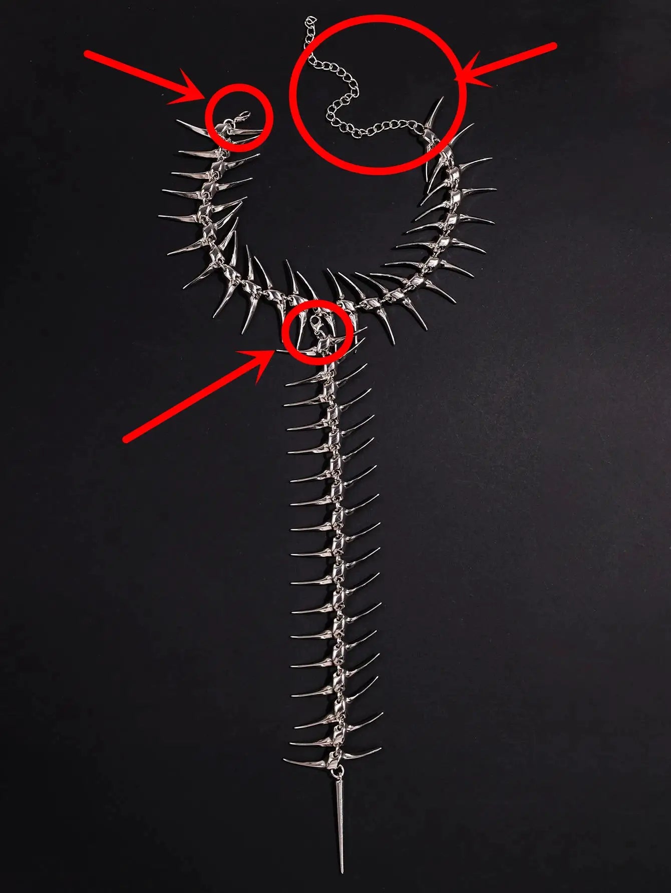 Edgy Niche Hip-Hop Thorn Skeleton Alloy Women's Necklace Perfect for Holiday Parties Everyday Wear Street Style Outfits NEW by Adornity