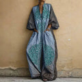 Womens Boho Ethnic Print Oversized Jumpsuit V Neck Batwing Wide Leg Long Pantsuit New Vintage Loose Vacation Romper With Pockets by Adornity