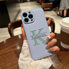 Personalized Customized Initials Name Case For iPhone 17 16 15 14 13 12 11 Pro Max Plus Big Letter Laser Engraving Leather Cover by Hegichi