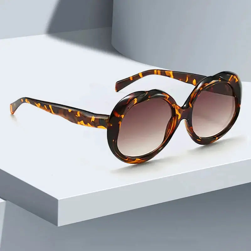 Retro Oval Sunglasses - Metal Frame Women Fashion Shades With UV400 Protection by Adornity