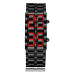 Fashion Mens Digital Lava Wrist Watch Men Black Full Metal Red Blue LED Display Watches Gifts for Male Boy Sport Creative Clock by Adornity