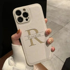 Personalized Customized Initials Name Case For iPhone 17 16 15 14 13 12 11 Pro Max Plus Big Letter Laser Engraving Leather Cover by Hegichi