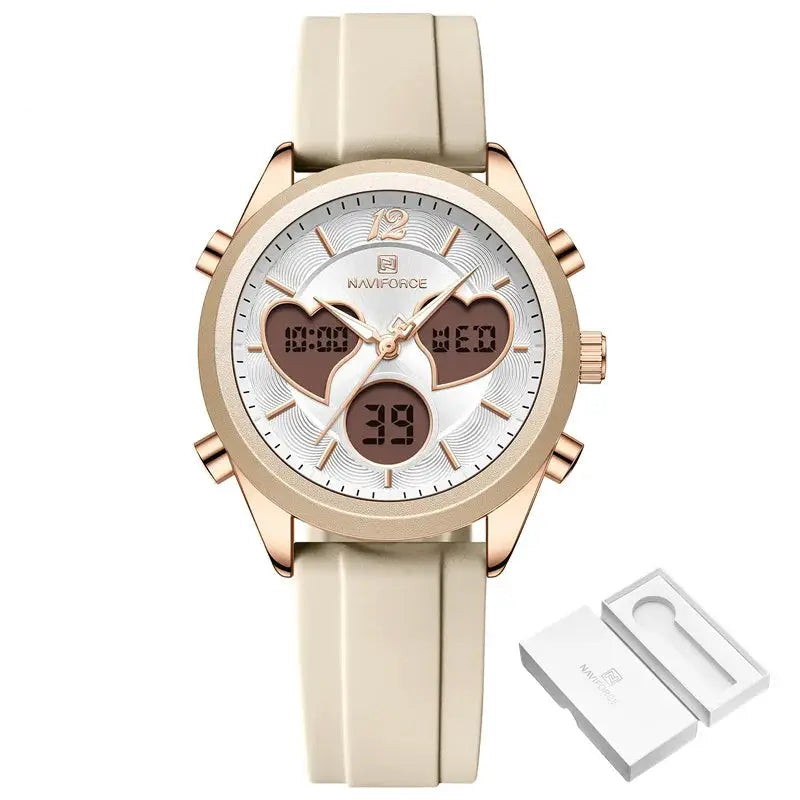 Heart Shape Watch – Dual Display Analog-Digital by Adornity