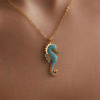 Seahorse Pendant Necklace | 18K Gold Plated Stainless Steel with Zircon Inlay, Jewelry for Women by Adornity