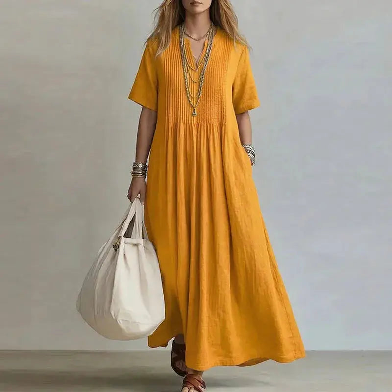 Cotton Linen Maxi Dress Retro Limited Edition – Hegichi