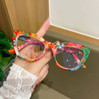 Retro Floral Cat-Eye Reading Glasses for Women, Fashionable Printed Large-Frame Anti-Blue Light Reading Glasses, Personalized Colorful Pattern High-Definition Reading Glasses by Hegichi