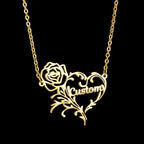 Atoztide Personalized Custom Rose Heart Name Necklaces for Women Stainless Steel Pendant Choker Link Chain Birthday Jewelry Gift by Hegichi