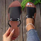 Women's Summer Comfortable Beach Slippers Fashion Braided Band Flat Sandals Woman Lightweight Soft Pu Leather Slippers Plus Size by Hegichi
