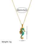 Seahorse Pendant Necklace | 18K Gold Plated Stainless Steel with Zircon Inlay, Jewelry for Women by Adornity