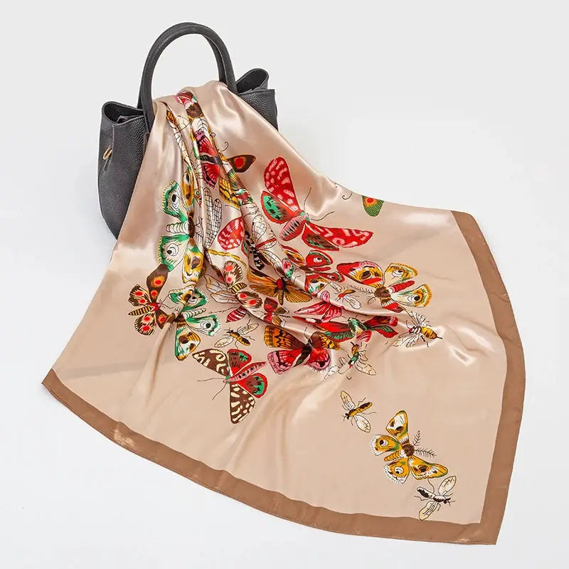 Elegant Silk Square Scarf – Satin 90x90 cm by Adornity