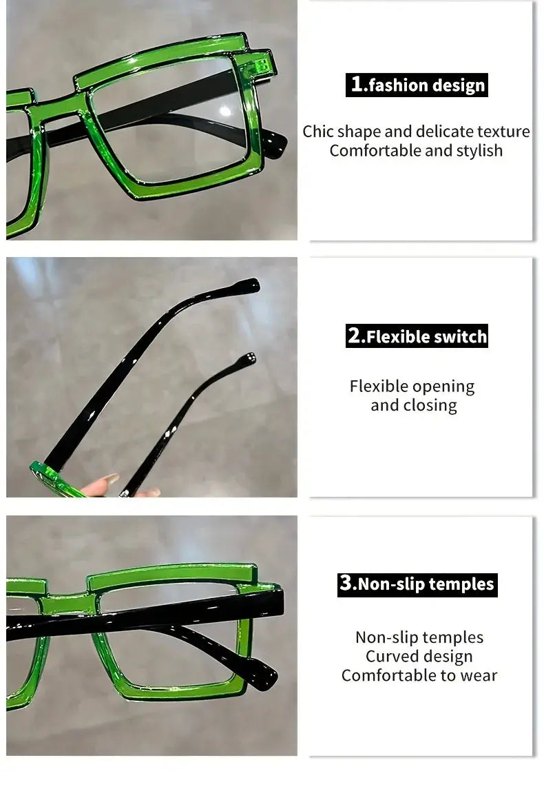 Anime Cosplay Glasses - Square Frame Clear Lens Candy Color Eyewear For Men & Women by Adornity