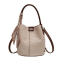 Fashionable Women's Bucket Bag, Stylish Solid Color Woven Effect Handbag Shoulder Bag and Crossbody Bag, Can Be Carried By Hand by Hegichi