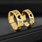 Personalized Custom Names Rings Stainless Steel for Couple Wedding Letter Circle Adjustable Open Size Jewelry Gifts by Hegichi